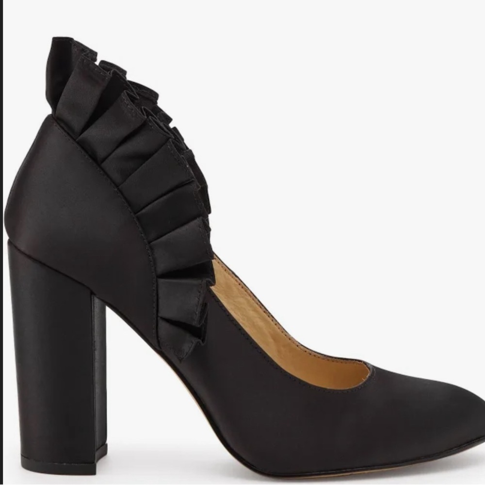 BOTKIER VIENNA BLACK SATIN RUFFLE HEEL